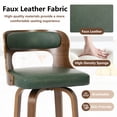 thumbnail image 5 of ClinQ 26 inch Swivel Bar Stool Set of 1, Counter Height Bar Chair with Walnut Legs and Silver Ring Footrest, Upholstered Faux Leather, Green, 5 of 6
