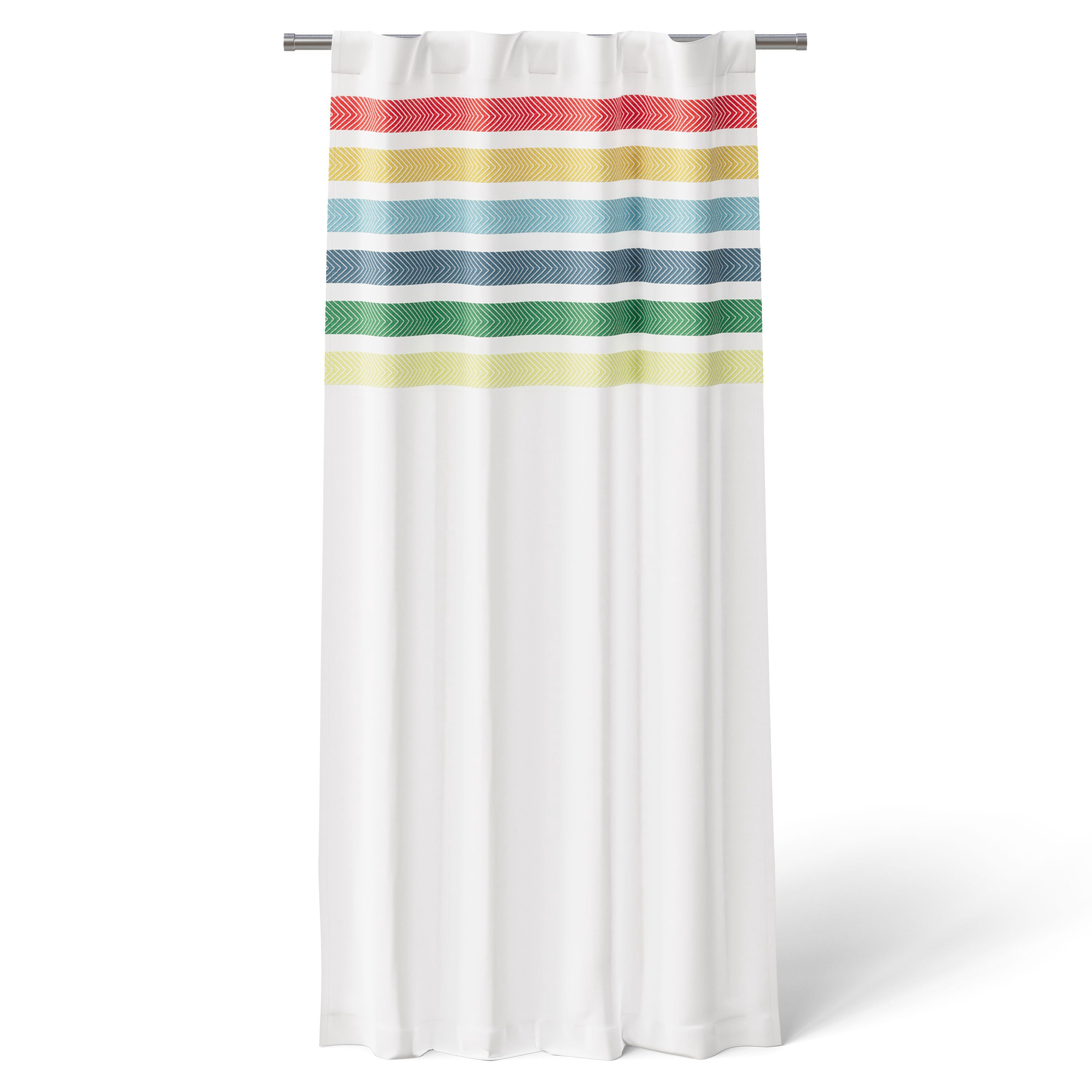 Mainstays Kids White and Rainbow Stripe Blackout Rod Pocket with Back Tabs Single Curtain Panel, 38" W x 63" L