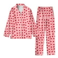 thumbnail image 2 of Valentine's Day Pajamas Sets for Women Cotton Button Down Pj Set Cute Heart Print Nightwear Soft Pj Lounge Sets, 2 of 4