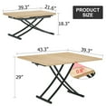 thumbnail image 5 of Modern minimalist multifunctional lift table with 0.8 inch thick MDF desktop and black metal legs, can be used as a dressing table, coffee table, dining table, and office table.Walnut textured desktop, 5 of 27