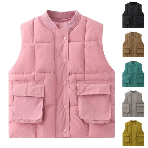 ZZwxWA Boys Girls Vest Toddler Kids Winter Warm Padded Vest Sleeveless Stand Collar Jacket Coat Clothes