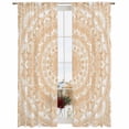 thumbnail image 2 of Sheer Curtains 84 Inches Long, Boho Geometric Light Filtering Window Curtains for Living Room, Ethnic Bohemian Farmhouse Art Motifs Rod Pocket Voile Sheer Curtain Drapes, 52"W x 84"L, 2 Panels, 2 of 8