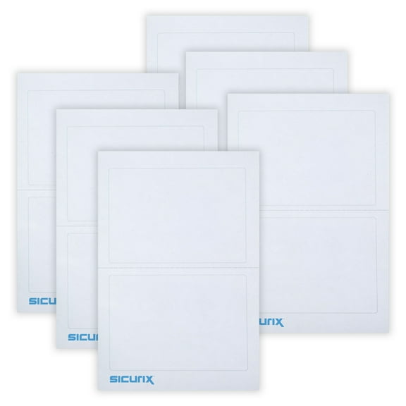 SICURIX Plain Adhesive Badges, White, 100 Per Pack, 6 Packs
