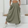 thumbnail image 2 of yueewhu Womens Solid Color Comfy Long Skirt Retro Ruffled Long Skirt Flowy Gothic Side Drawstring Long Skirt (Grey, S), 2 of 5