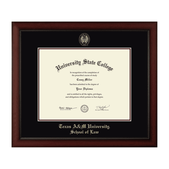 Framerly - TAMU Law Diploma Frame with Black and Maroon Mat