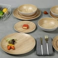 thumbnail image 4 of Melamine Dinnerware Set - 12pcs dinnerware set Indoor and Outdoor use, Bamboo Pattern Dishes Dinnerware Set for 4,Dishwasher Safe (Wood Grain), 4 of 7