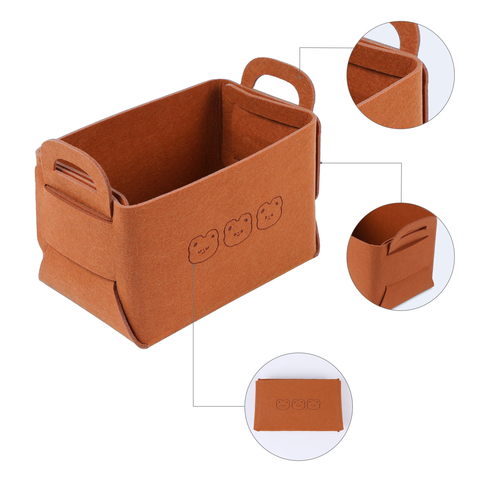 Unique Bargains 3 Pack Storage Cube with Handles Brown 9.8*7.1*5.9in
