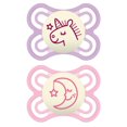 thumbnail image 1 of MAM Perfect Night Pacifiers, Glow in the Dark Pacifiers (2 pack) MAM Pacifiers 0-6 Months, Best Pacifier for Breastfed Babies, Baby Girl Pacifier, 1 of 7
