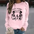 thumbnail image 3 of JYLPZYR Halloween Tshirt Costume Women's I Got Your Back Skeleton Crew Neck Sweatshirt (Pink,XXL), 3 of 4