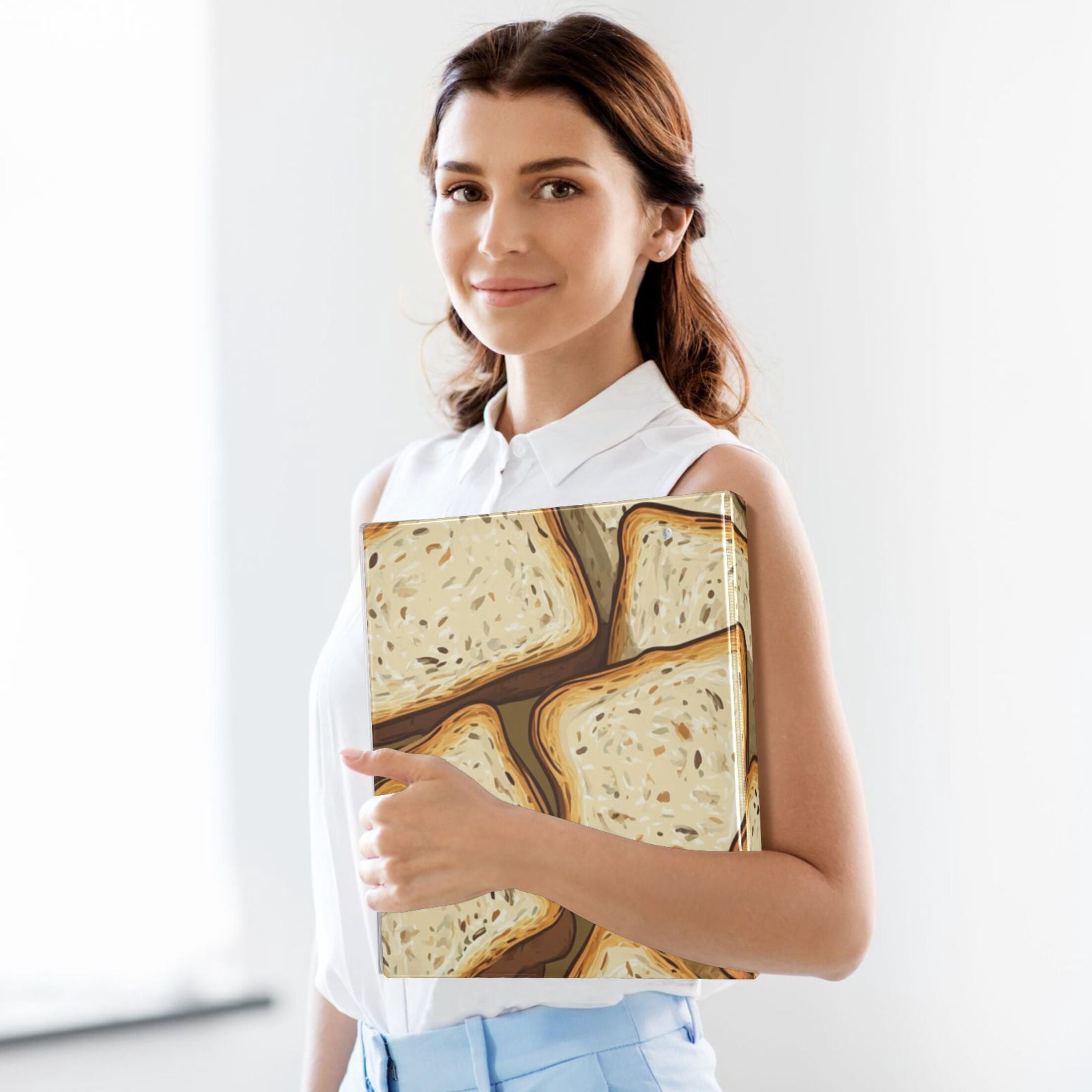 Bread Slices 3 Ring Binders 1.5 inch Hardcover File Folders with Interior Pockets A4 Size Organizer for School Office Hospital Set of 2