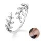 thumbnail image 5 of 1 anillo de hoja, anillo de hoja ajustable de 0,68 pulgadas, anillo de hoja de plata S925, joyería de circonita cúbica con forma de pulgar de promesa abierta para mujer, regalo, 5 of 7