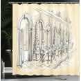 thumbnail image 3 of Ambesonne French Cafe Shower Curtain, Paris Culture Street, 69"Wx75"L, Champagne and Beige, 3 of 4