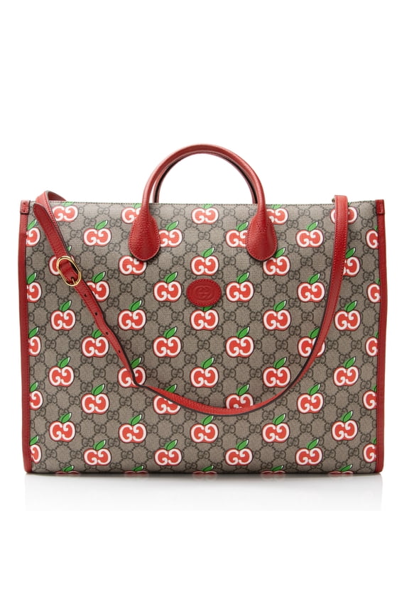 Pre-Owned Gucci GG Supreme Apple Large Tote