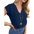 thumbnail image 1 of UVN Blusas de Verano para Mujer con Cuello en V y Manga Corta Tipo Gorra Blusas Casuales de Negocios Tops de Trabajo para Mujer, 1 of 8