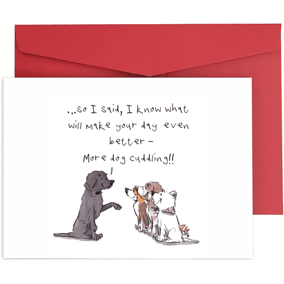 Dog Cuddling Greeting Card – Cheerful Design with Canine Characters – Perfect for Encouragement, Birthdays, or Just Because – Envelope Included