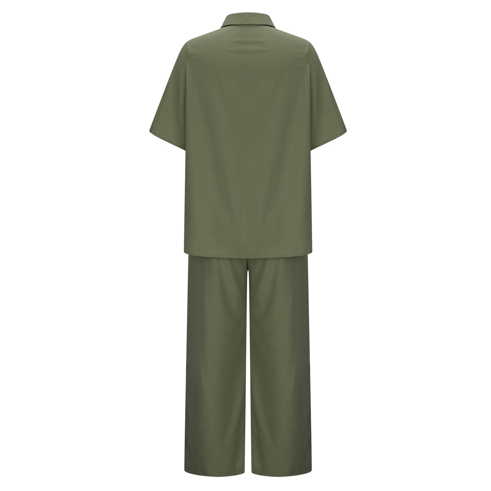 Women's Shirt Pants Sets Plain Office Work Black White Army Green Split  Long Sleeve Daily Round Neck Regular Fit Spring & Fall 2024 - $36.99