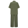 thumbnail image 4 of Summer Hot Saving! ITSUN Women's Outfits 2PC Suit Short Sleeve Solid Trousers Casual Two-Piece Leisure Suit Army Green 3XL, 4 of 5