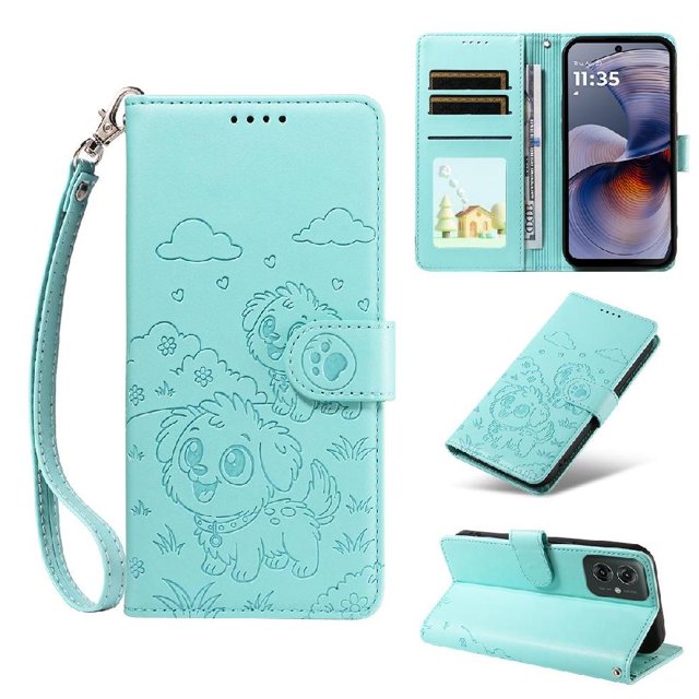 Funda Cartera GANGXUN con Diseño de Perrito en Relieve para Motorola Moto G55 5G , Protección 360° con Ranuras y Correa Desmontable