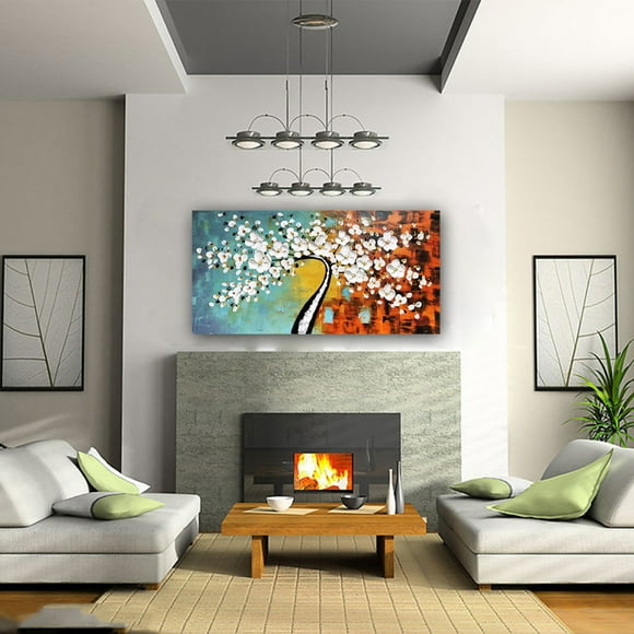 60*120cm Framed Hand-painted Oil Painting Set Flower Tree Canvas Print Decoration for Home Living Room Bedroom Office Art Picture