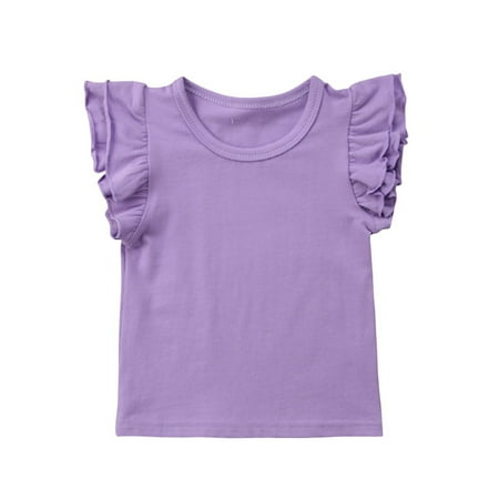 

Meihuida Baby Girl Top Basic Plain Ruffle T-Shirt Blouse Casual Pullover