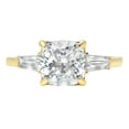 thumbnail image 3 of 3.5 ct Cushion Cut Genuine Cultured Diamond VS1-VS2 J-K 18K Yellow Gold Three-Stone Promise Wedding Statement Engagement Designer Ring size 8.5, 3 of 7