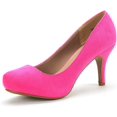 thumbnail image 1 of DREAM PAIRS Tiffany Women's New Classic Elegant Versatile Low Stiletto Heel Dress Platform Pumps Shoes TIFFANNY FUCHSIA/SUEDE Size 10, 1 of 3