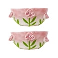 thumbnail image 1 of Juego 2 Bowl Galerias El Triunfo Porcelana Blanca Diseño Flores Rosas 19cm, 1 of 5