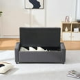 thumbnail image 4 of Storage Ottoman Bench with Safety Hinge, Upholstered Entryway Bench with Button Tufting, Diamond Stitching and Wood Frame, Fabric Storage Seat for Living Room and Bedroom End of Bed, 48 Inch, Grey, 4 of 6