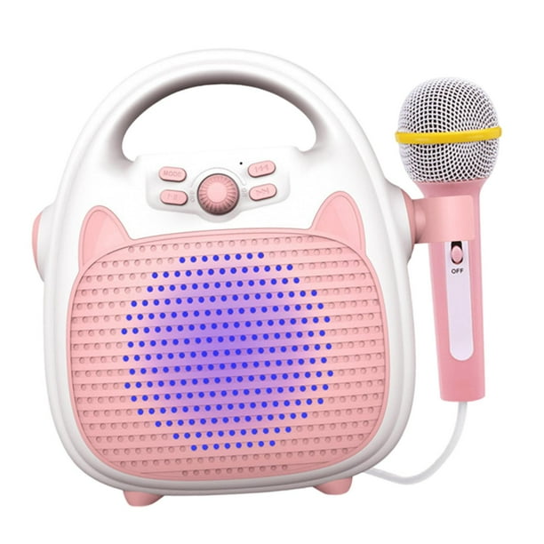 Máquina de karaoke para niños, juguetes recargables para niñas y niños, micrófono de juguete con LED incorporado. EstiloB Rosa