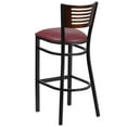 thumbnail image 4 of BizChair 2 Pk. Black Slat Back Metal Restaurant Barstool - Walnut Wood Back & Seat, 4 of 7