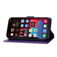 thumbnail image 2 of Designed for iPhone 14 Case, Wrist Strap Flip Kickstand PU Leather Wallet Case Cash Card Slots Holder, Protective Shockproof Pattern Women Cover for iPhone 14, Purple, 2 of 4