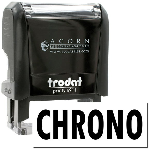 Self-Inking Chrono Stamp, Trodat Printy 4911, Press and Print Stamping, Impression Size 5/8" x 1-1/2", Up to 10,000 Impressions - Black Ink