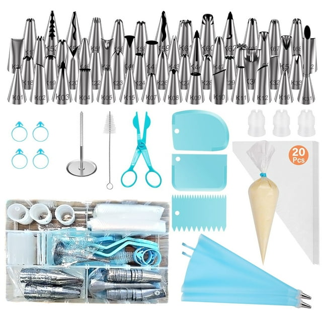 Kit Decoración Pasteles 90 Piezas Boquillas Acero Inoxidable Mangas Desechables Reutilizables Espátulas Herramientas Repostería