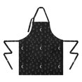 thumbnail image 2 of Black Constellation Moon Pattern Apron-Garden Aprons for Women with Pockets-Cotton Linen Waterproof Kitchen Cooking Gardening Aprons Adjustable for Kitchen,Cooking,BBQ and Salon 33x27 Inch, 2 of 7