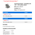 thumbnail image 2 of Transmission Mount - Compatible with 1987 - 1992 Cadillac Allante 1988 1989 1990 1991, 2 of 2