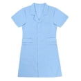 thumbnail image 6 of Miaeowve Women's Short Sleeve Button Down Lab Coat Chemist's Nurse Doctor Scientists Uniform Dress Sky Blue Small, 6 of 7