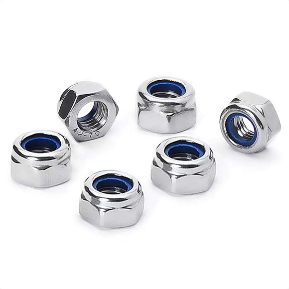 ALEOED M12x1.25 mm Self-Locking Nylon Insert Hex Lock Nuts, Pack of 6