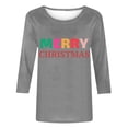 thumbnail image 4 of Pisexur Joyeux Noël T-Shirts pour Femmes Col Rond Manches 3/4 Mode Vacances Tee Tops Mode Ample Automne, 4 of 4