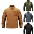 thumbnail image 3 of ohmzyzo Men's Fleece Jackets Full Zip Lightweight Outdoor Hiking Jackets Winter Thermal Coats Stand Collar Winter Overcoats with Zip Pockets Army Green XL, 3 of 3