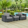 thumbnail image 2 of Modern Contemporary Urban Design Outdoor Patio Balcony Garden Furniture Lounge Sectional Sofa Set, Sunbrella Rattan Wicker, Grey Gray, 2 of 6