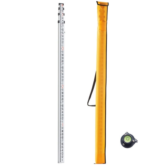 KFFKFF Alloy Measurement Pole, 14 Feet in 1/8 Inch Increments, Telescopic 4-Section Layout Tool, Double-Sided Graduation, Comes with Level Indicator & Carrying Case for Accurate Indoor and Outdoor