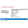 thumbnail image 2 of Left Mirror Glass - Compatible with 1999 - 2003 Volvo S80 2000 2001 2002, 2 of 2