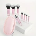 thumbnail image 1 of Set de 10 mini brochas de maquillaje para principiantes con mango de cristal. Incluye brocha portátil, pincel para sombras de ojos y estuche., 1 of 8