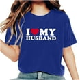 thumbnail image 2 of Fesfesfes T Shirt Pack I love my husband Womens Work Tops Girls Short Sleeve Out Blouse Valentine's Day Letter Print Gift Shirt T-Shirt Tops Womens Turtleneck Bodysuit 4(S), 2 of 7