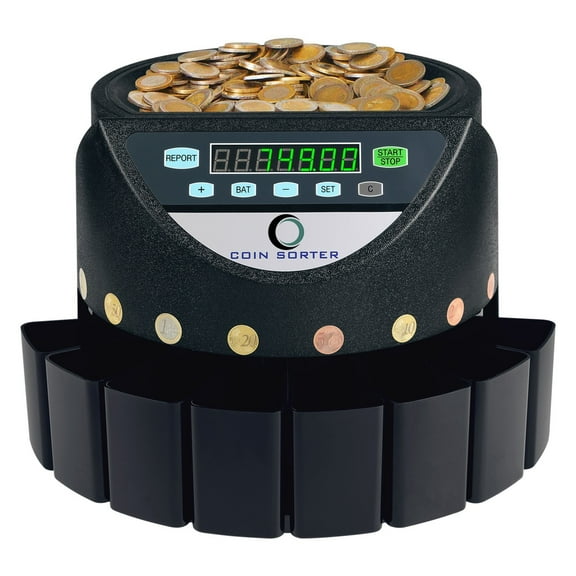 Mixed Denomination Money Counter Machine, Electronic Automatic Euro Coin Counter Of 300 Pieces / Min Coin Sorter Counting Machine ,Security Protection