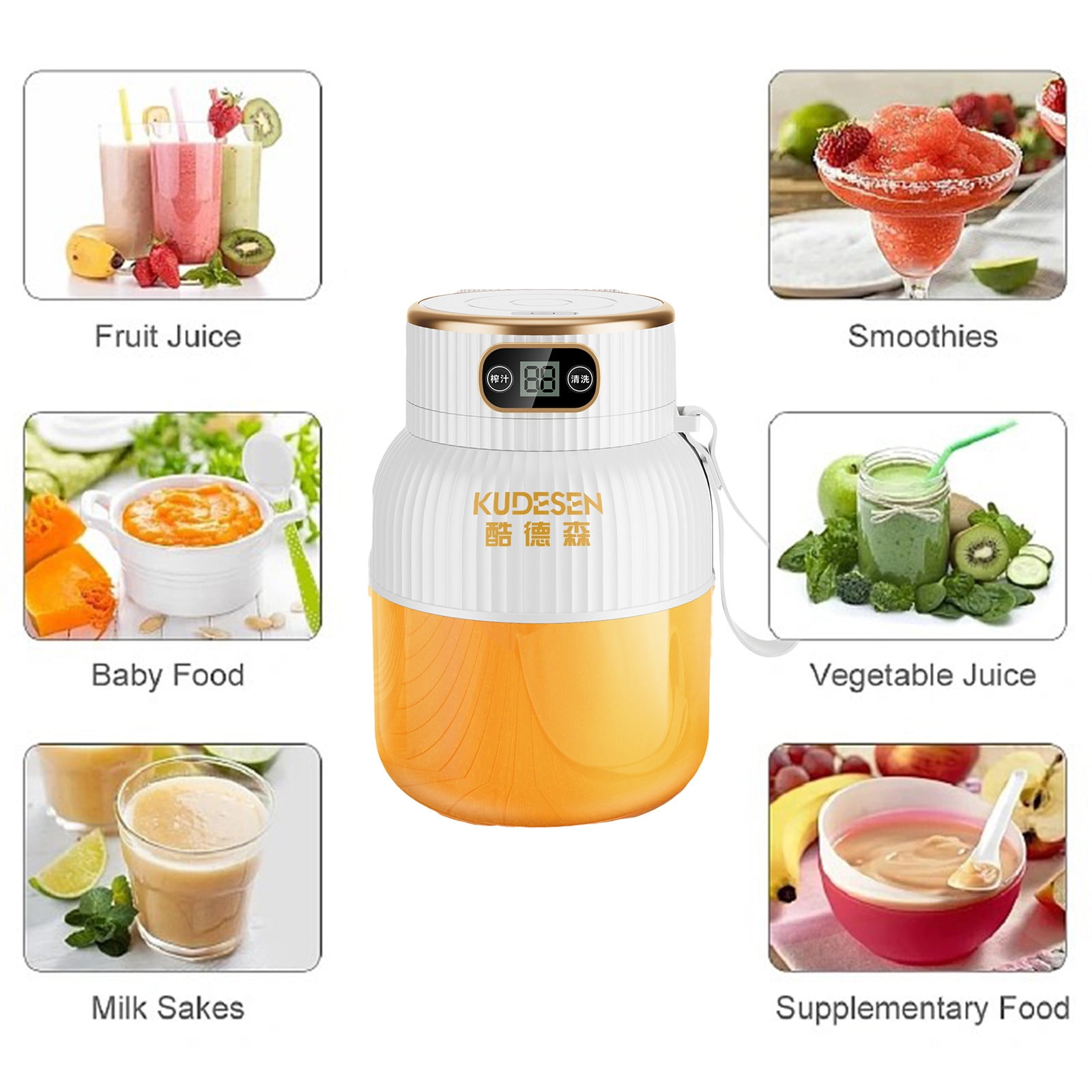 Inerposs Portable Blender, USB Rechargeable Juicer, Handheld Fruit Juicer, 10 Blades Personal Smoothie Maker, Ideal for Travel, Sports, Outdoor Activities