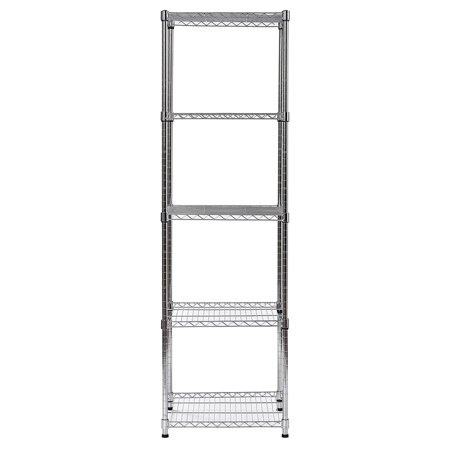 18 W x 18 D x 59 H 5-Tier Slim Spacesaver Wire Shelving Unit  500 lb Capacity  Chrome