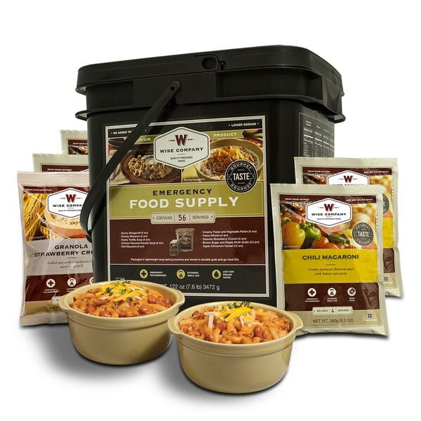 Wise 56 Serving Freeze Dried Breakfast and Entree Grab and Go Food Kit