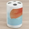 thumbnail image 1 of Wave Ceramic Toothbrush Holder, Image Japanese Far Eastern Nature Sun Ocean and Mountain, Decorative Versatile Countertop for Bathroom, 4.5" X 2.7", Vermilion Seafoam, 1 of 4