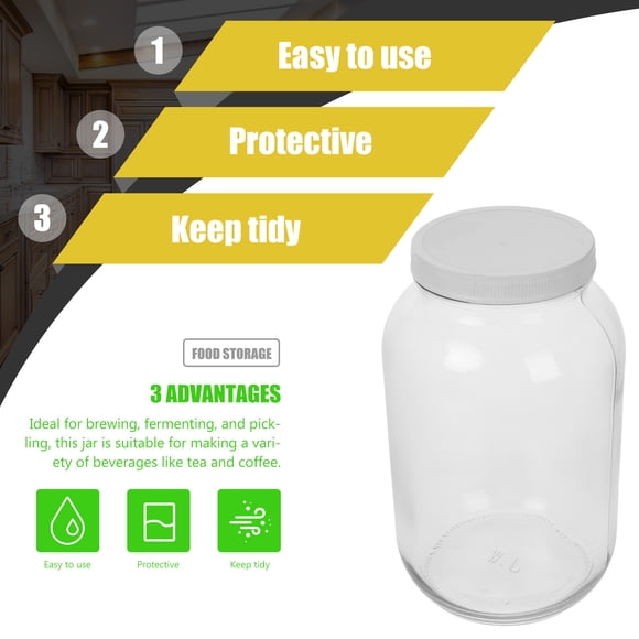 SOPOTUTU 1Pcs 1 Gallon Glass Jar with Airtight Lid for Fermenting Brewing Pickling Canning Transparent Storage Jar